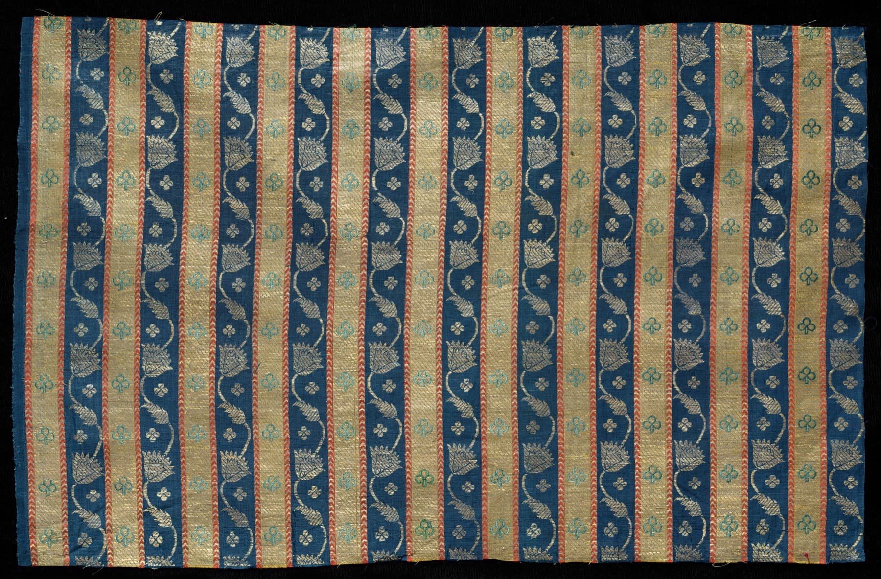 Striped Brocade with Flowering Vine, Western India